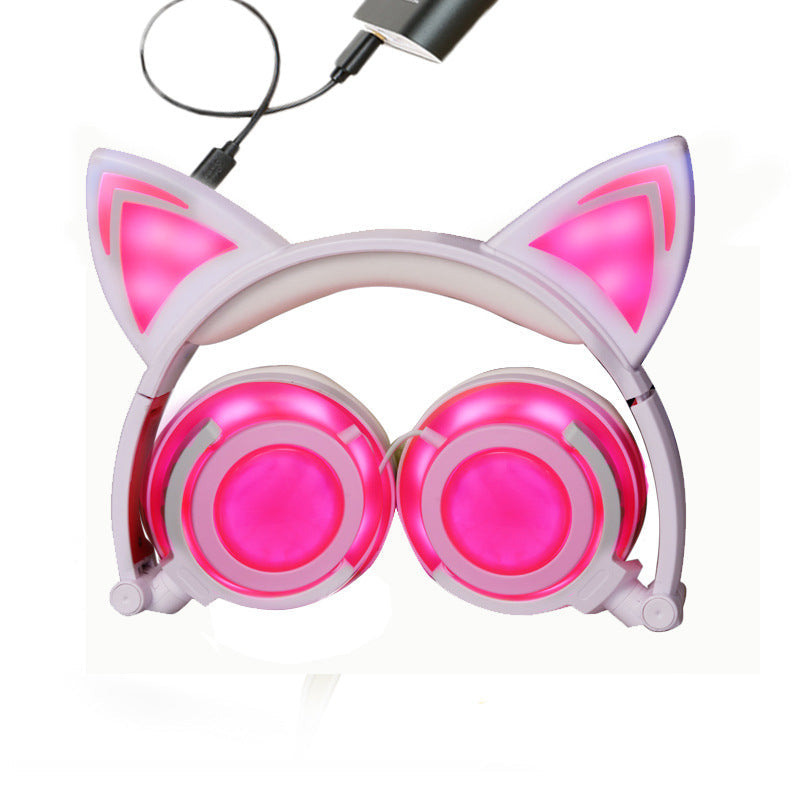 Glowing Cat Ear Foldable Headphones GidgetBox