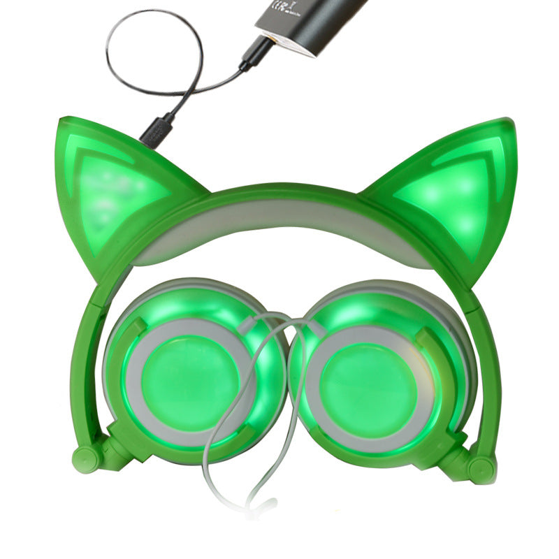 Glowing Cat Ear Foldable Headphones GidgetBox