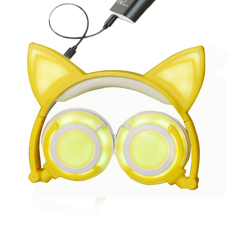 Glowing Cat Ear Foldable Headphones GidgetBox