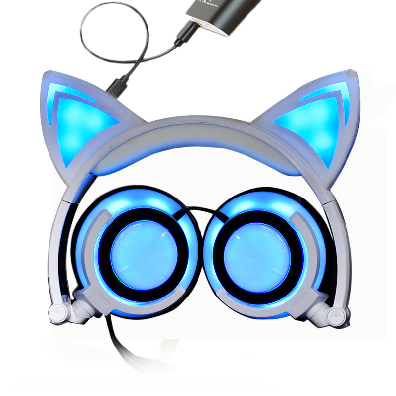 Glowing Cat Ear Foldable Headphones GidgetBox