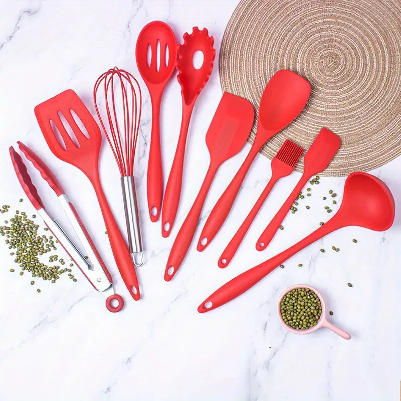 10pcs Heat Resistant Silicone Kitchen Utensil Set GidgetBox