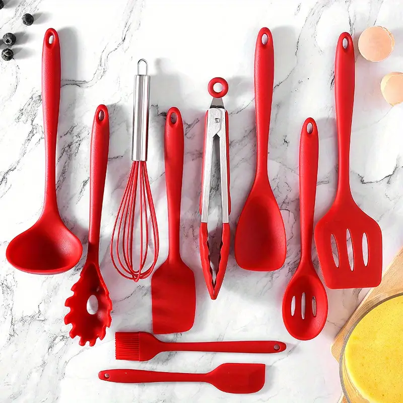 10pcs Heat Resistant Silicone Kitchen Utensil Set GidgetBox