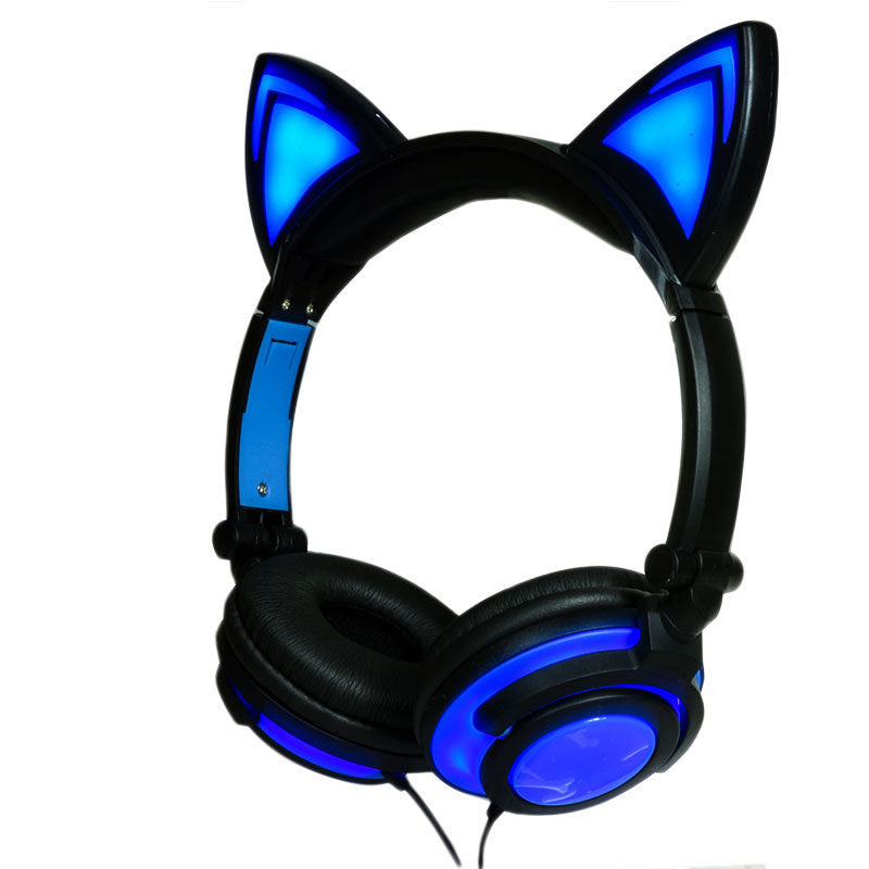 Glowing Cat Ear Foldable Headphones GidgetBox