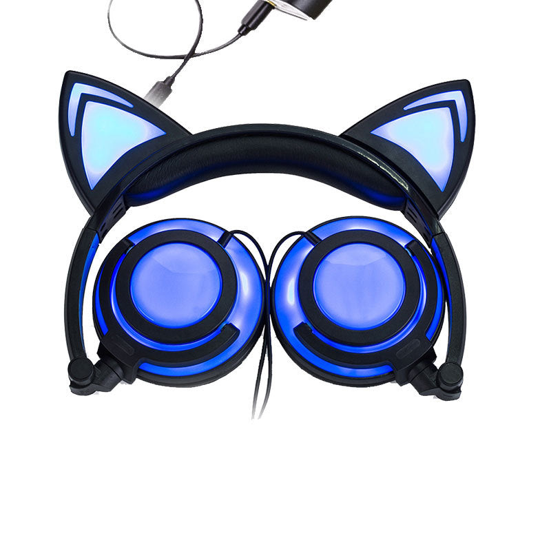 Glowing Cat Ear Foldable Headphones GidgetBox